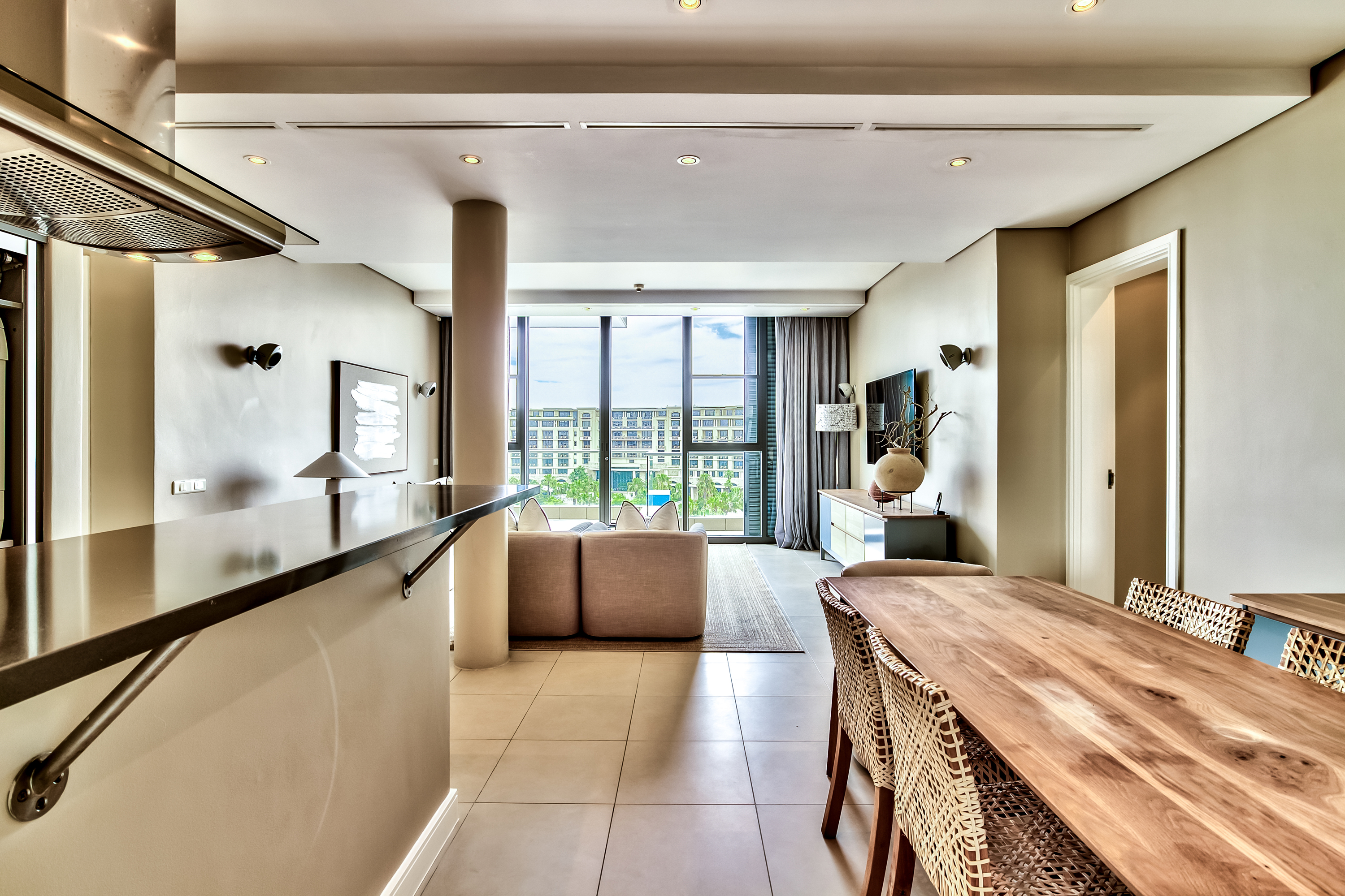 Juliette 602 open-plan kitchen dining and living area