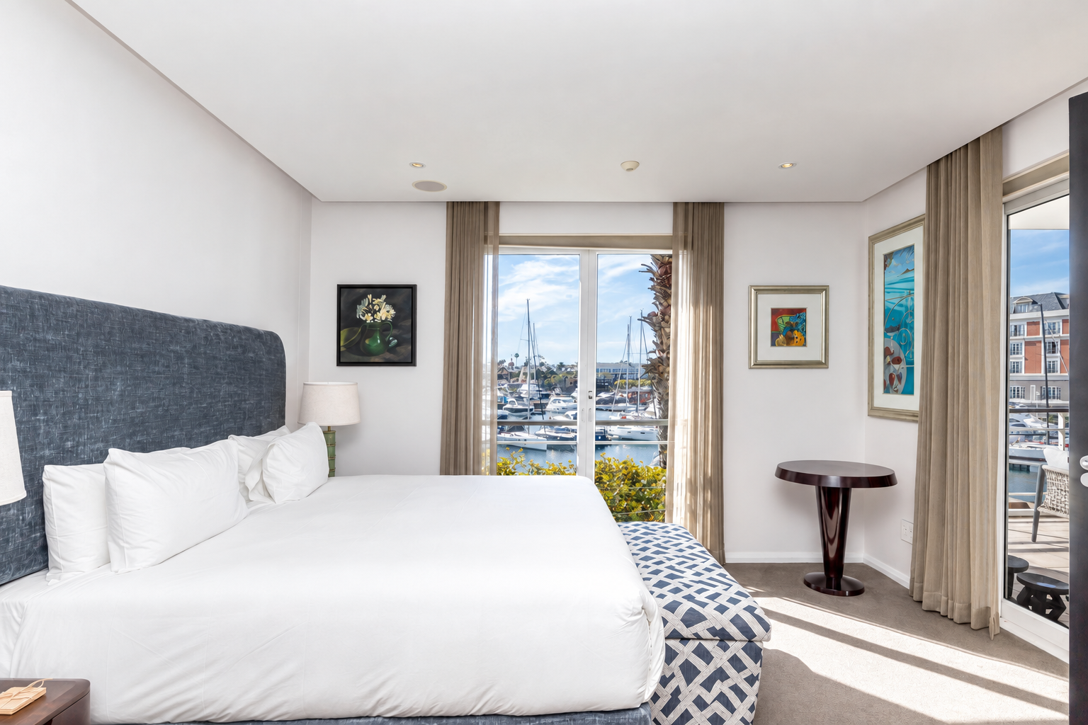 Parergon 106 main bedroom overlooking the Waterfront Yacht Basin